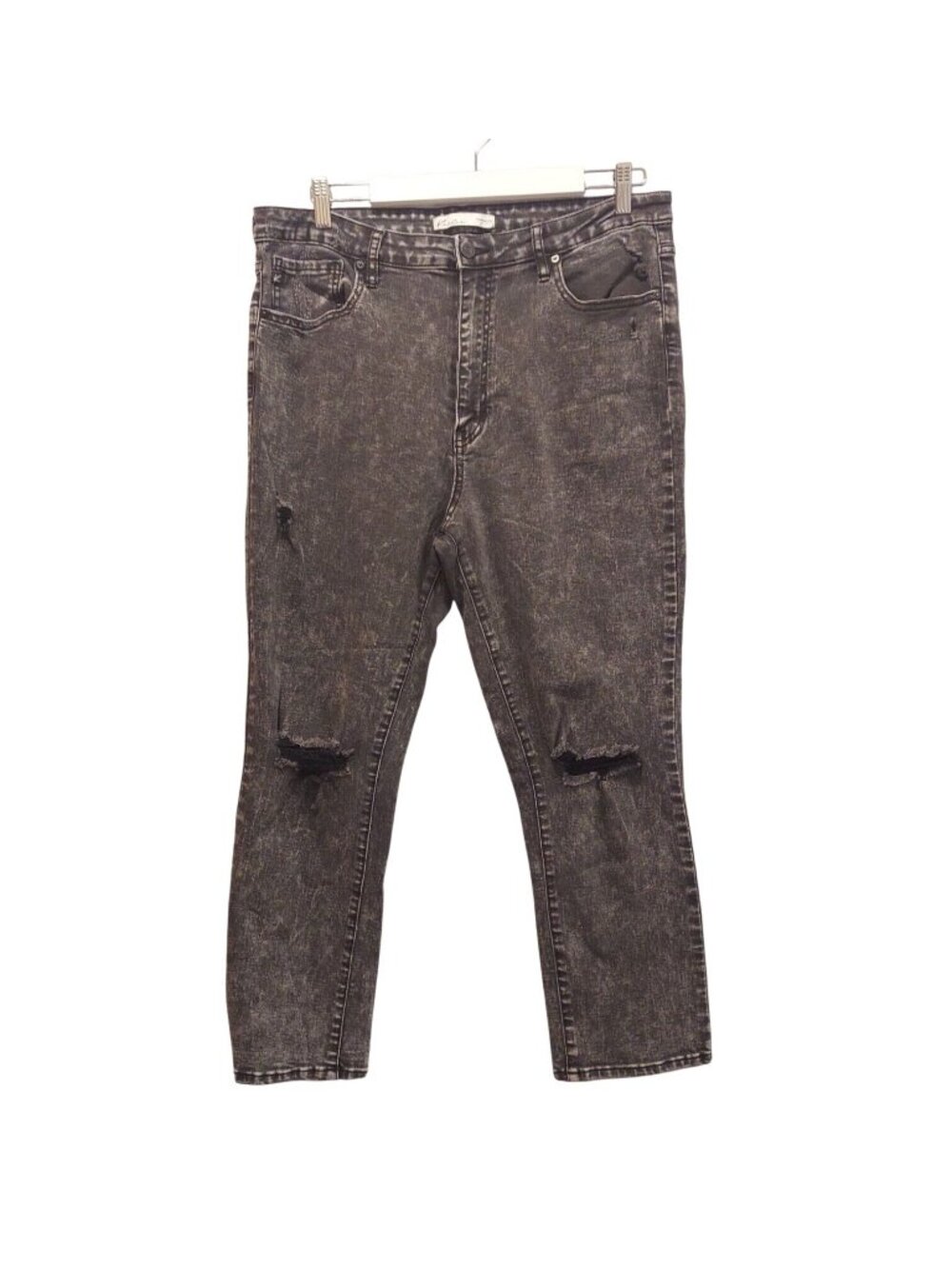KANCAN Womens Estillo Distressed ankle Slim Black Denim Jeans Size 32 35x25